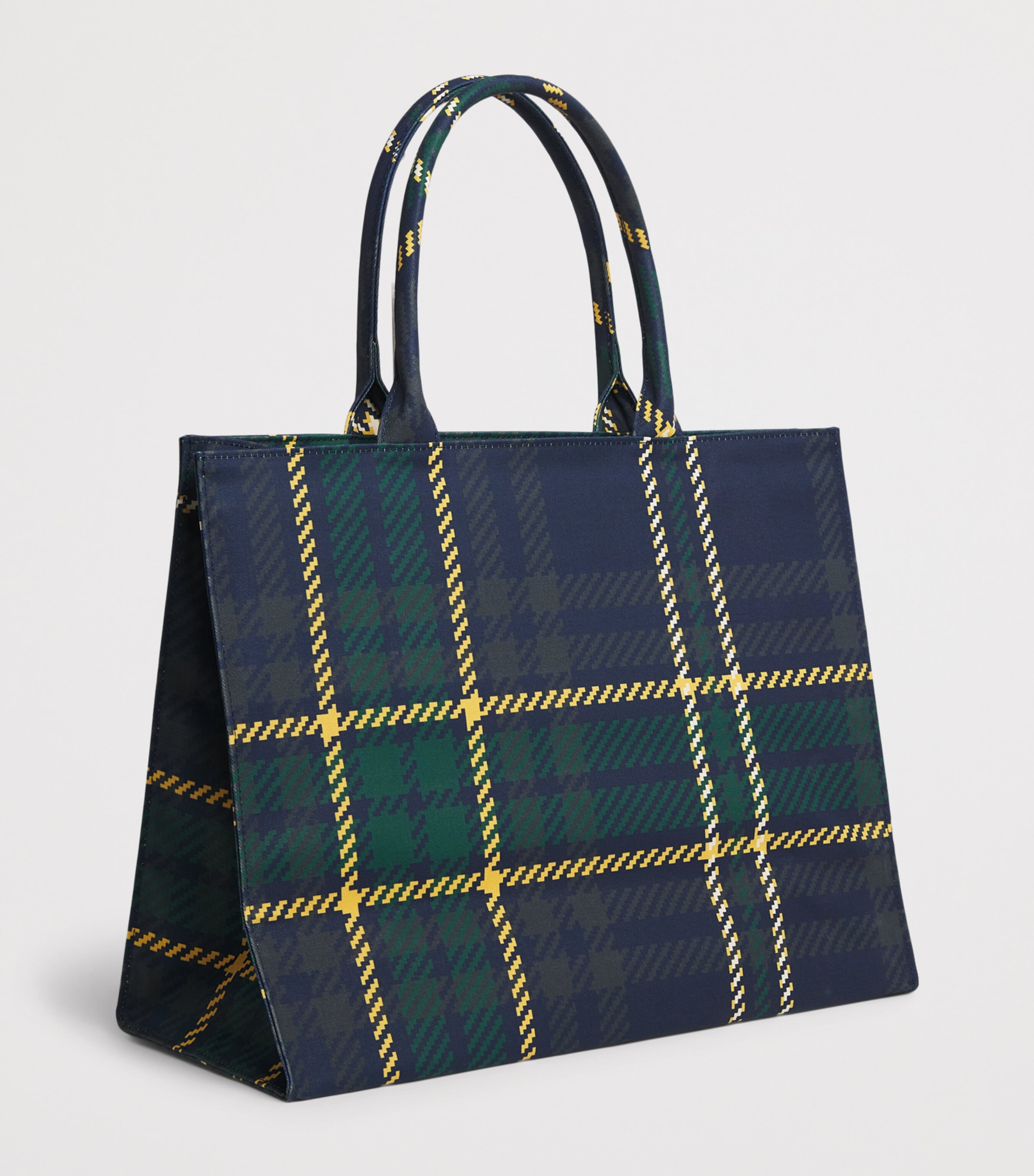 Harrods Tartan Zipped Tote Bag Navy Image 3