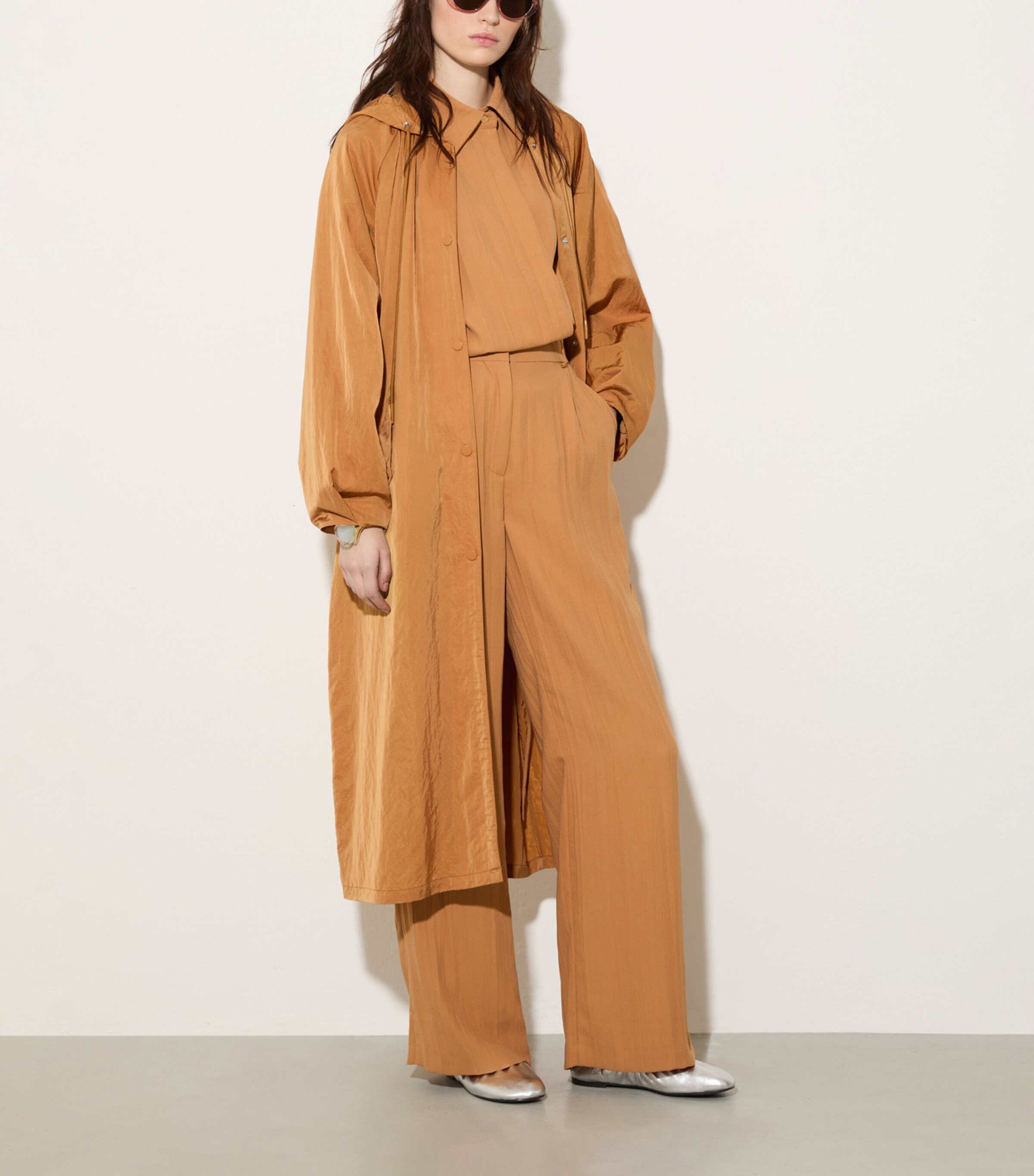 Hooded Longline Raincoat TERRA COTTA Image 5