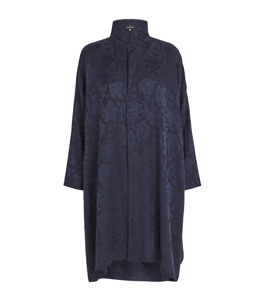 Eskandar Womens Silk Double-Stand Collar Shirt Navydark Image 1