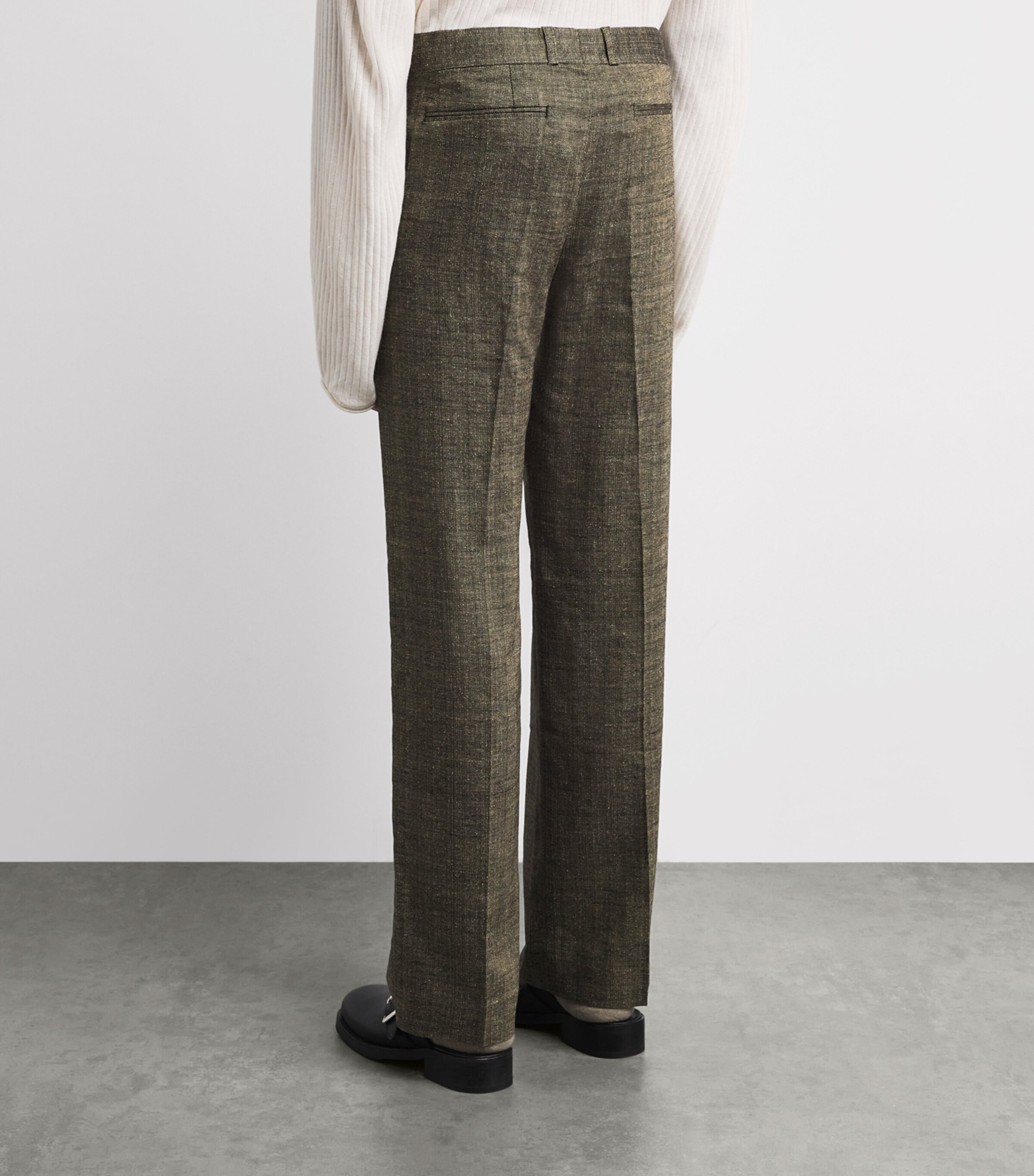 Our Legacy Mens Linen-Silk-Cotton Slack Straight Trousers Deep Husk Image 5