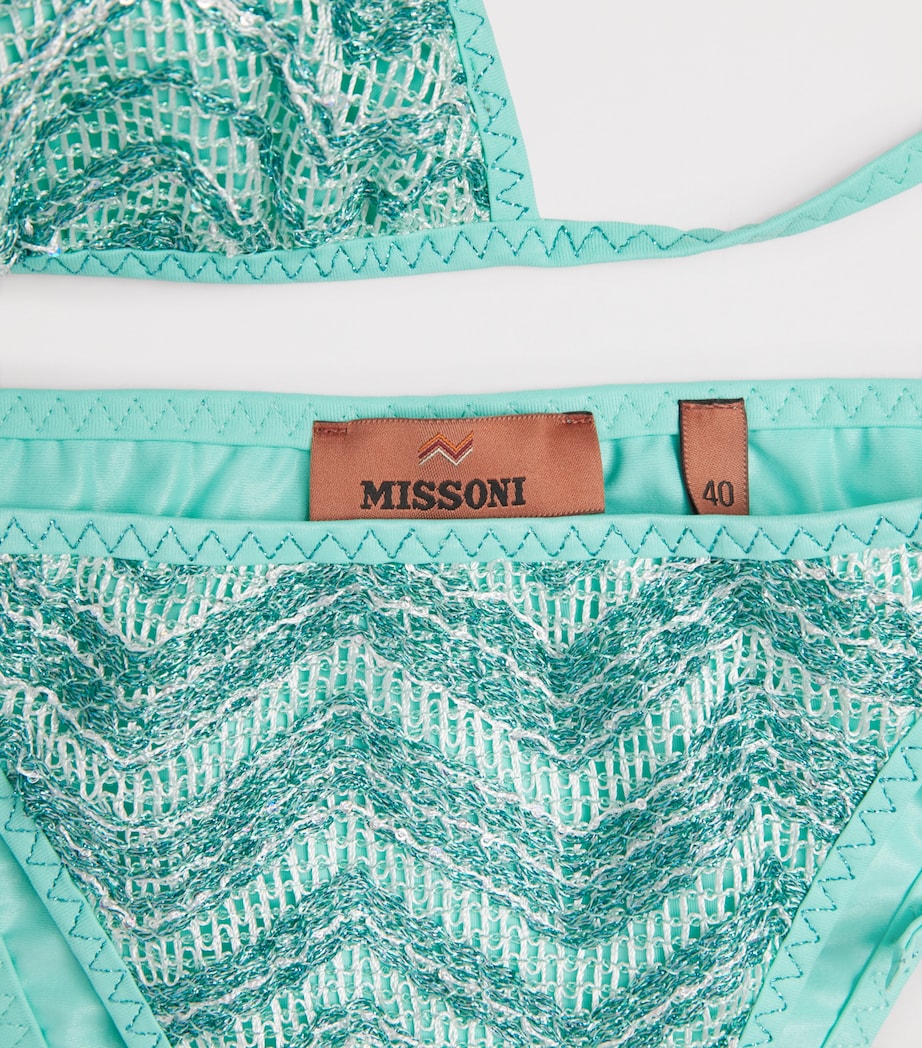Knitted Embellished Zigzag Bikini S72PH AQUAMARINE Image 5