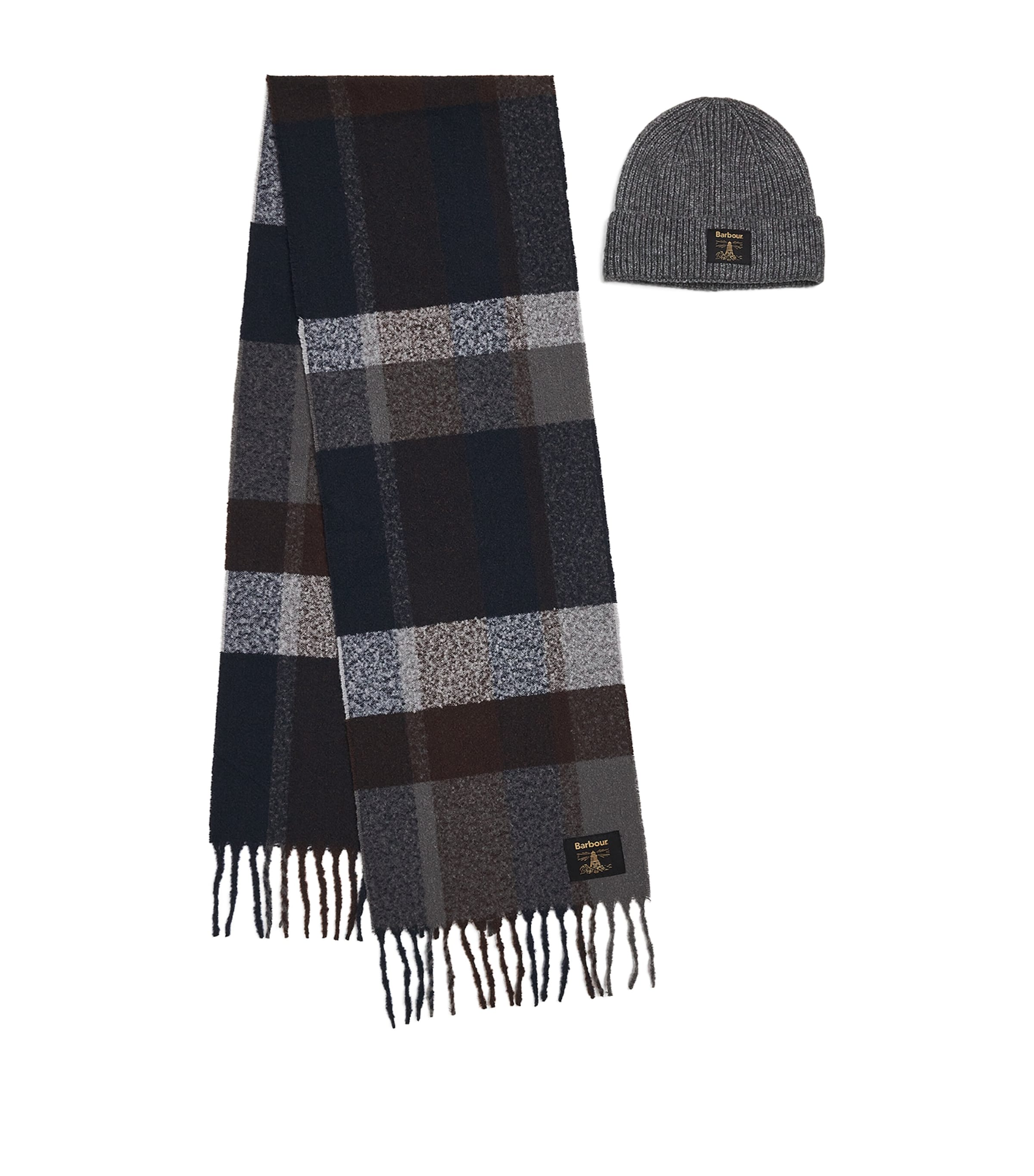 Barbour Westerdale Beanie And Scarf Gift Set In Brown