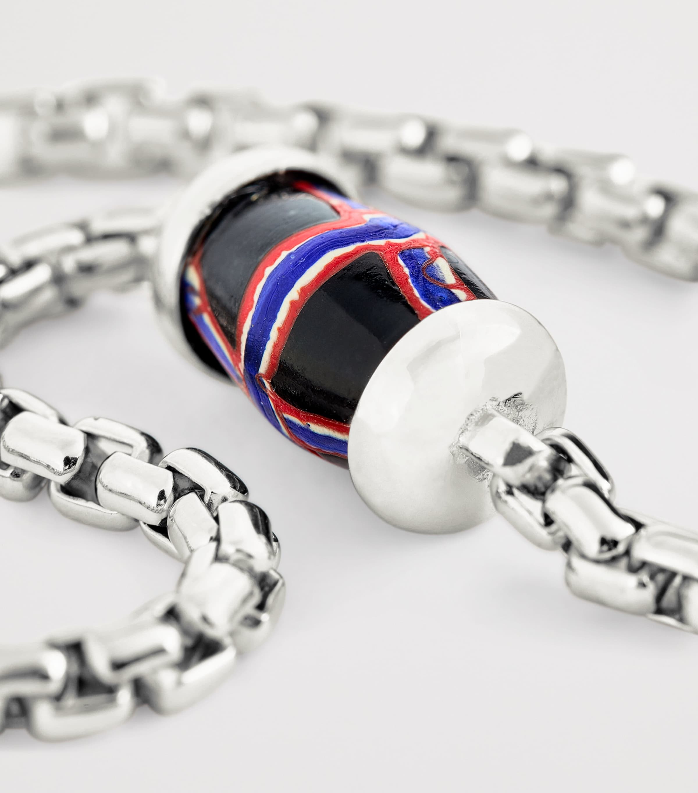 Sterling Silver French Cross Chain Bracelet BLACK Image 3