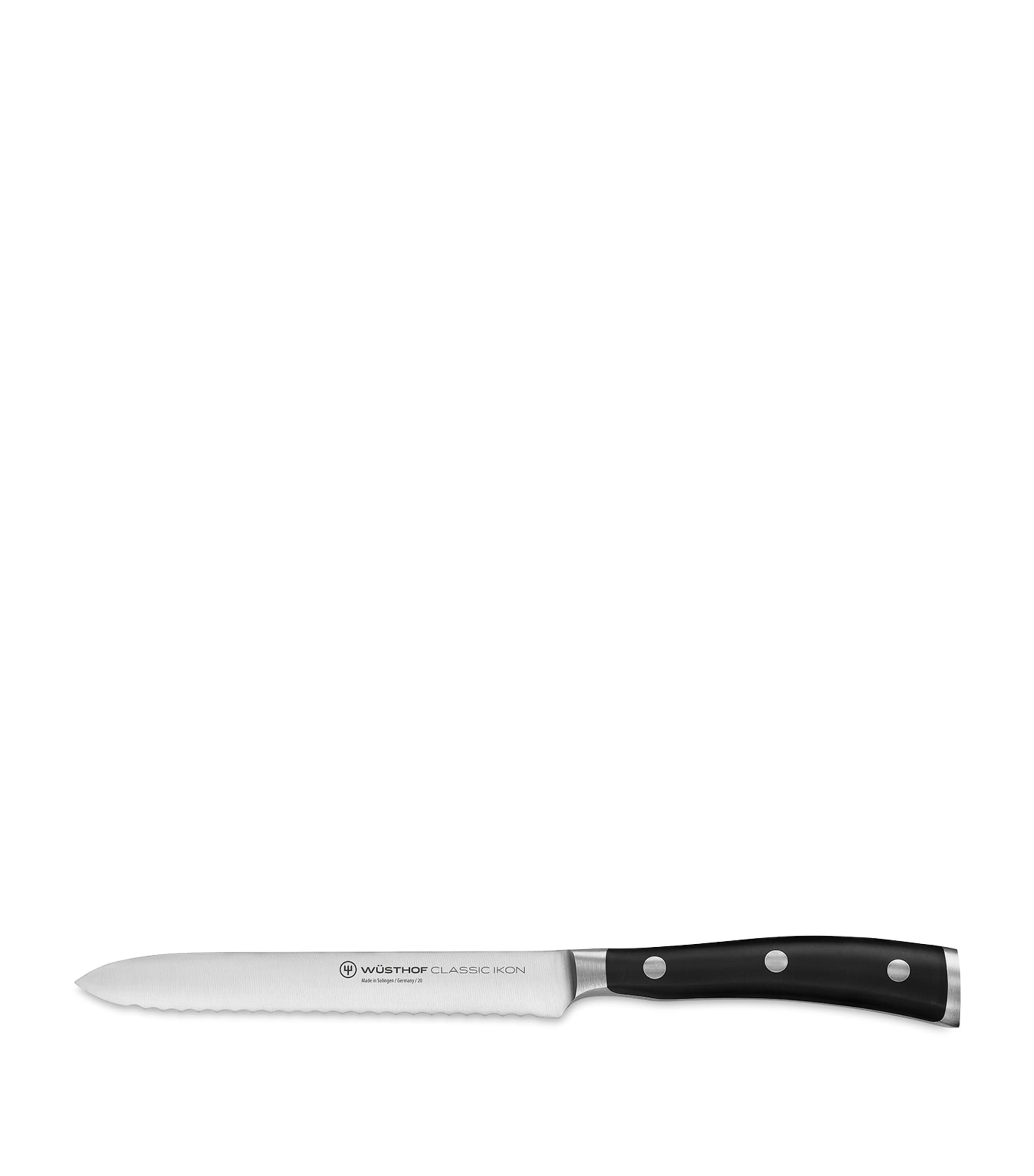 Wusthof Classic Ikon Serrated Utility Knife In Black