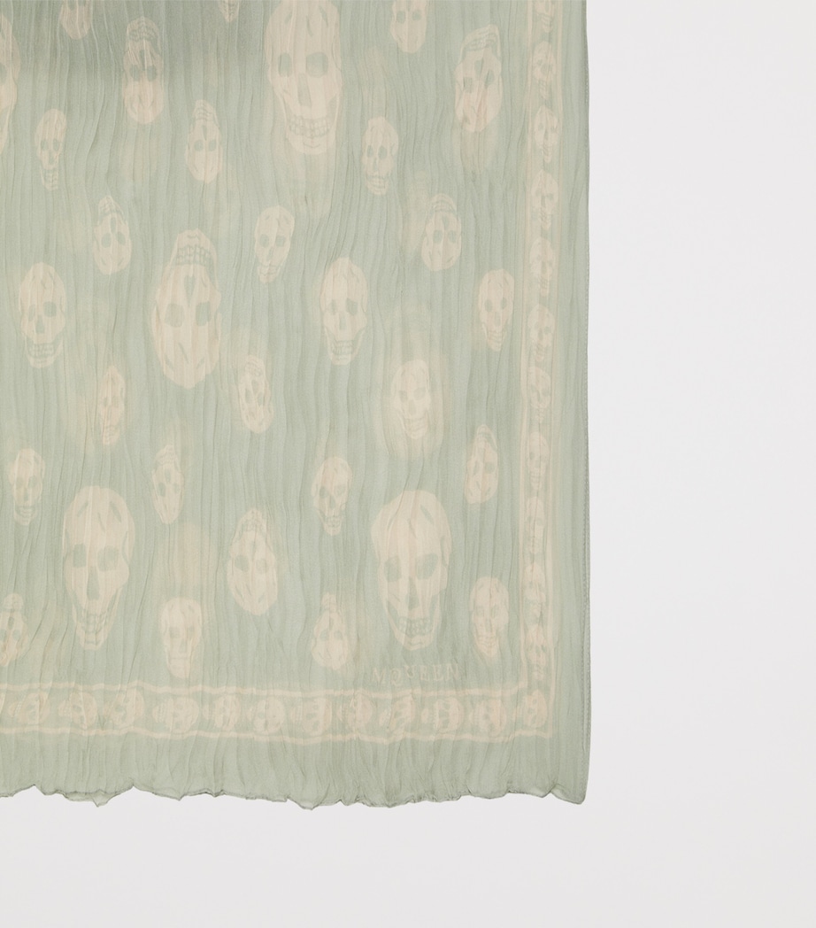 McQueen Silk Pleated Skull Scarf Image 2