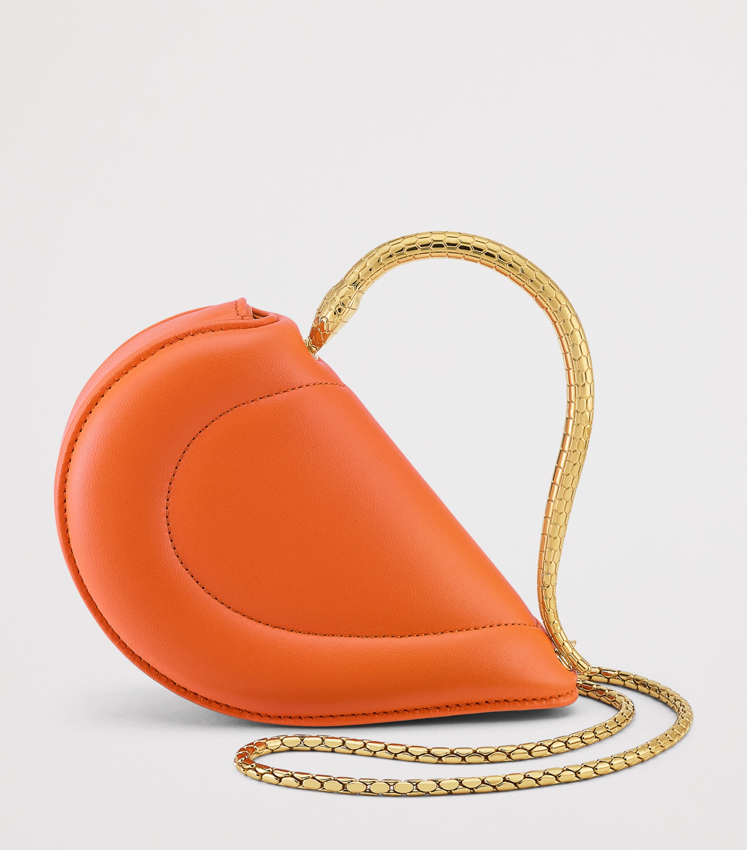 Bvlgari Mini Leather Serpenti Cuoricino Top-Handle Bag Cognac Image 4