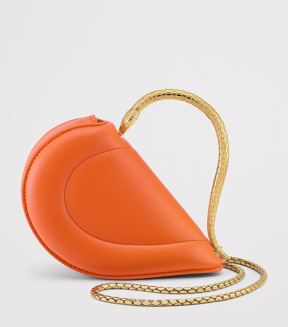 Bvlgari Mini Leather Serpenti Cuoricino Top-Handle Bag Cognac Image 4