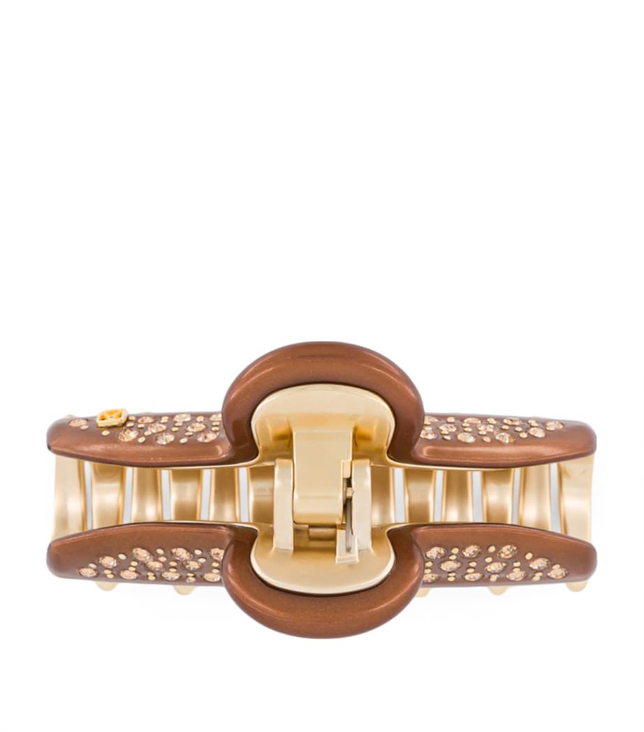 Gold-Plated Claw Hair Clip X4- PAIL BRUN/OR Image 3