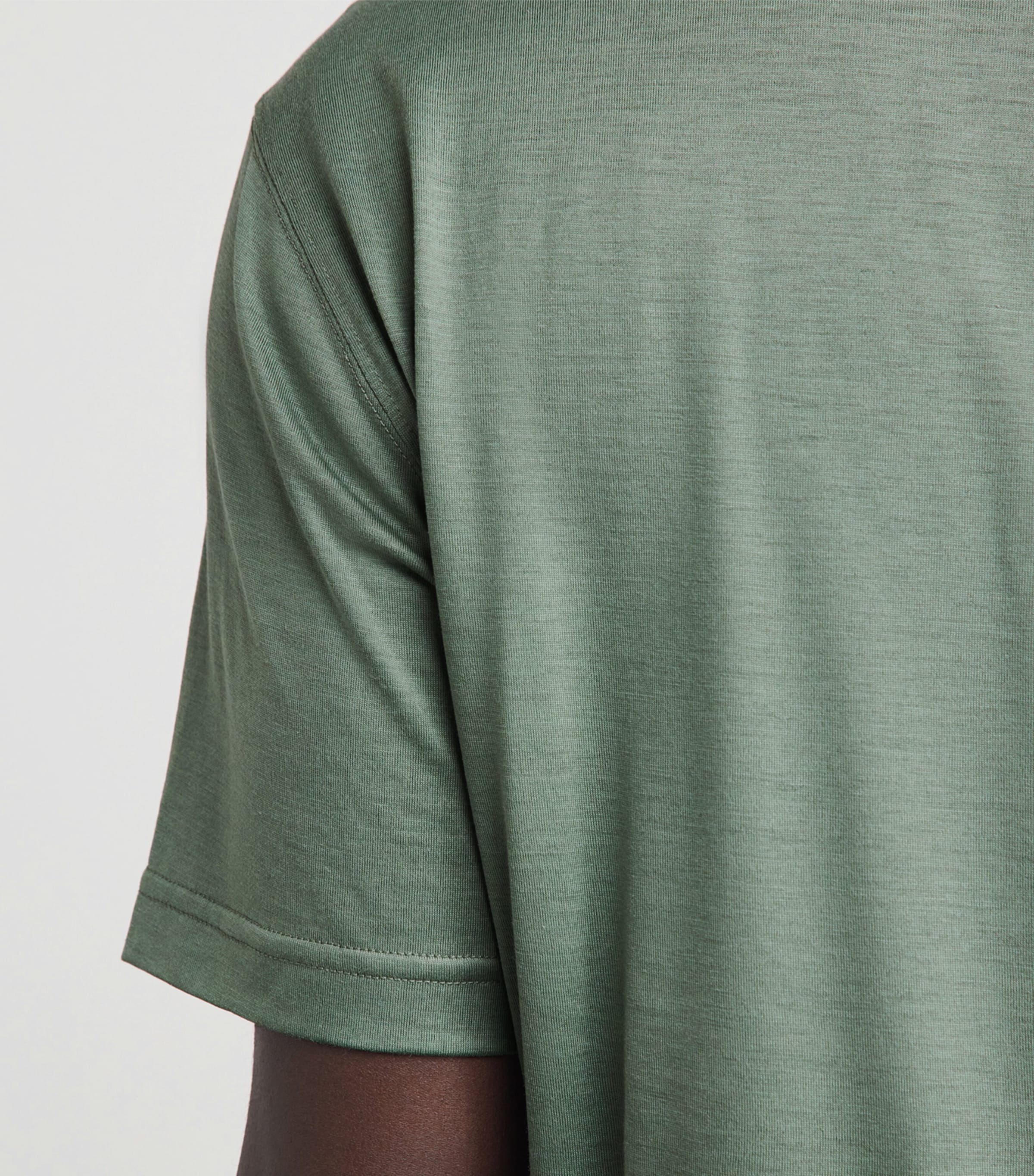 Eton Mens Silk-Cotton T-Shirt Dark Green Image 3