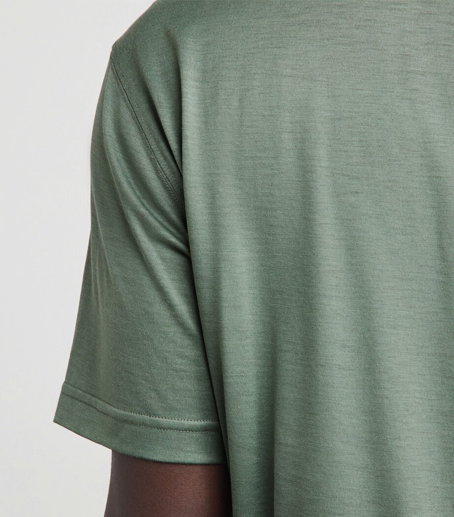 Eton Mens Silk-Cotton T-Shirt Dark Green Image 3