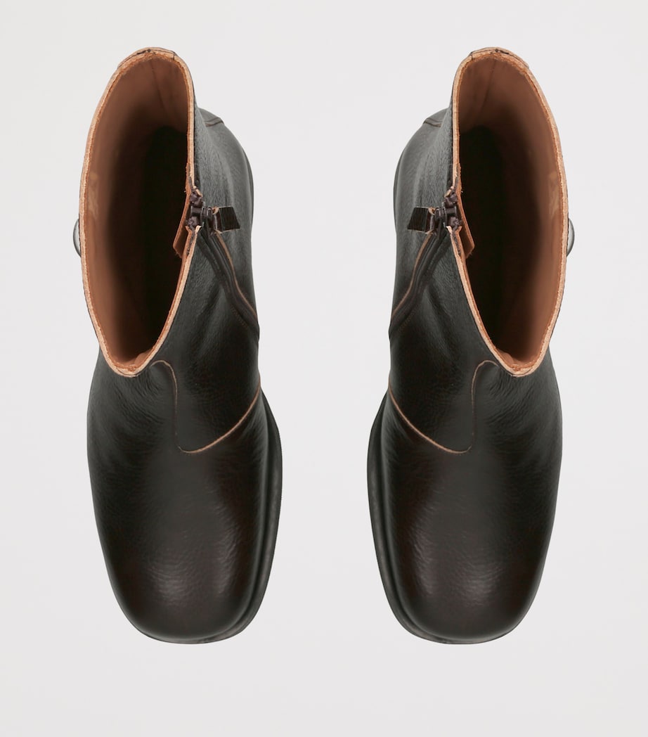 Our Legacy Leather Camion Ankle Boots Dark Brown Image 3