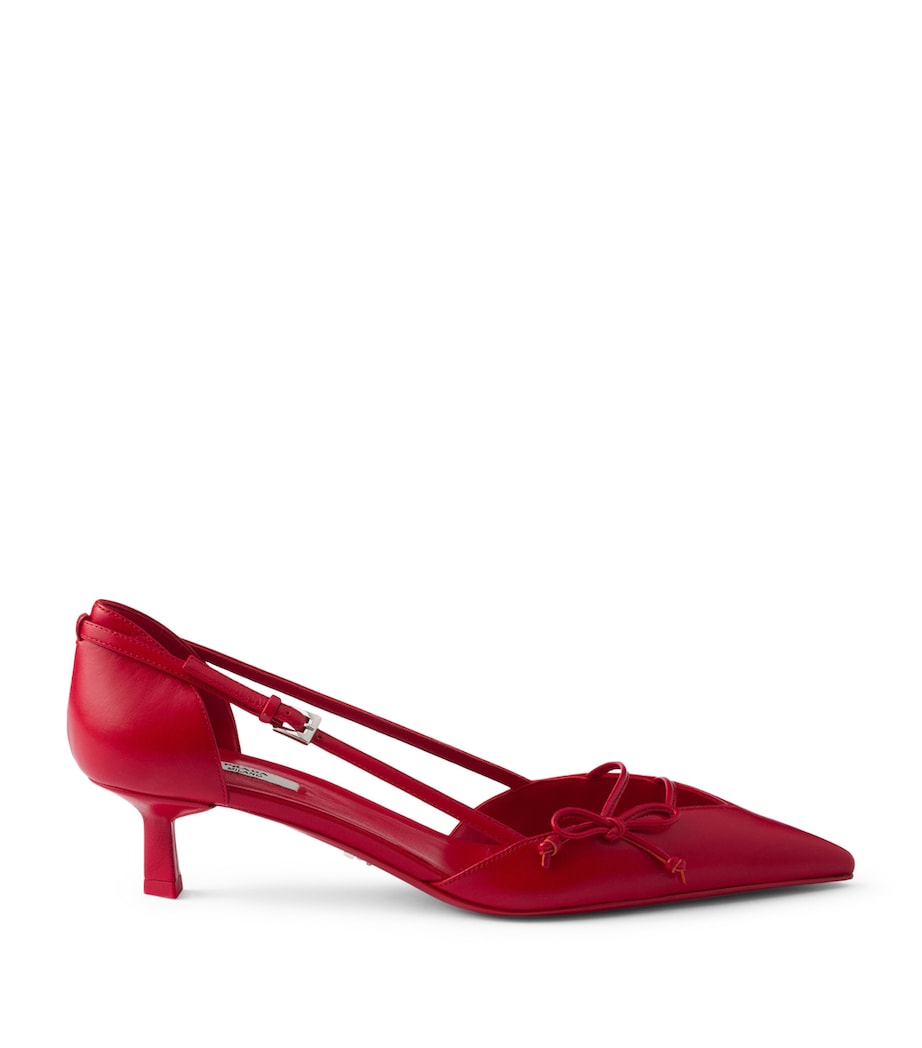 Prada Leather Open-Side Pumps 45 Red Image 1