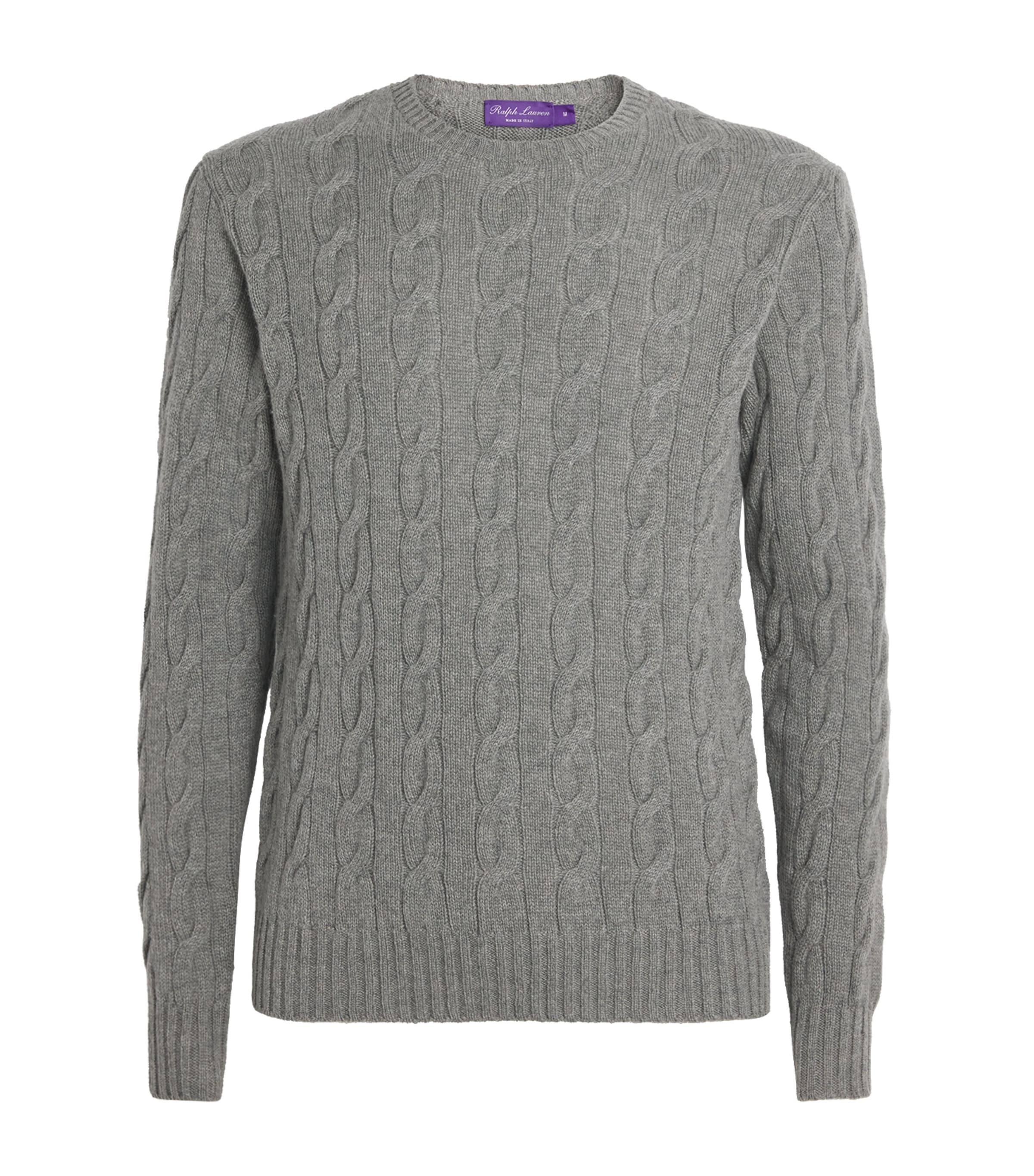 トップス RALPH LAUREN PURPLE LABEL CASHMERE KNIT Ralph Lauren Purple Label Grey Cashmere Cable-Knit Sweater