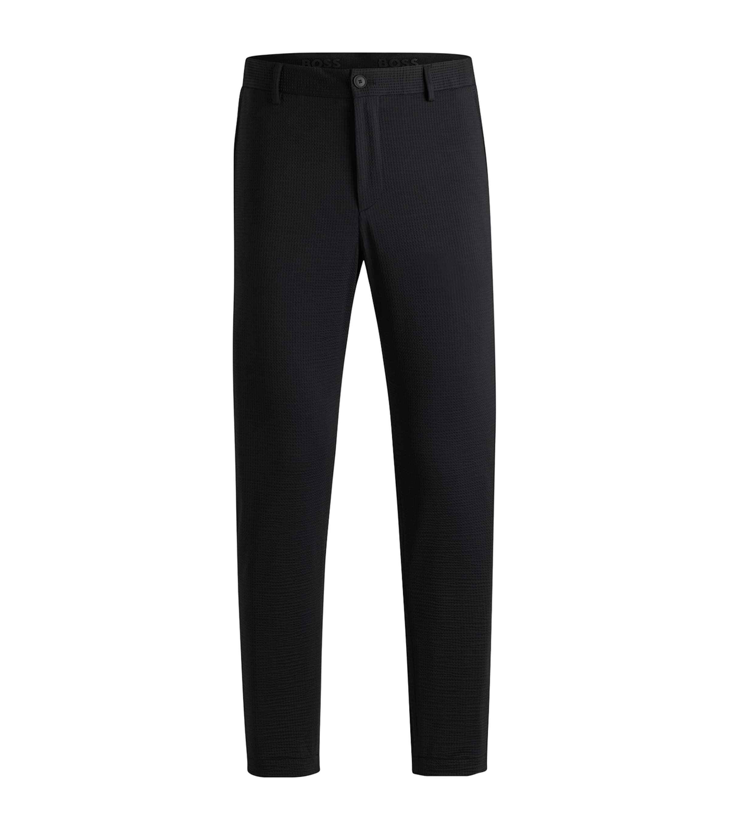 Hugo Boss Seersucker Tailored Trousers In Black