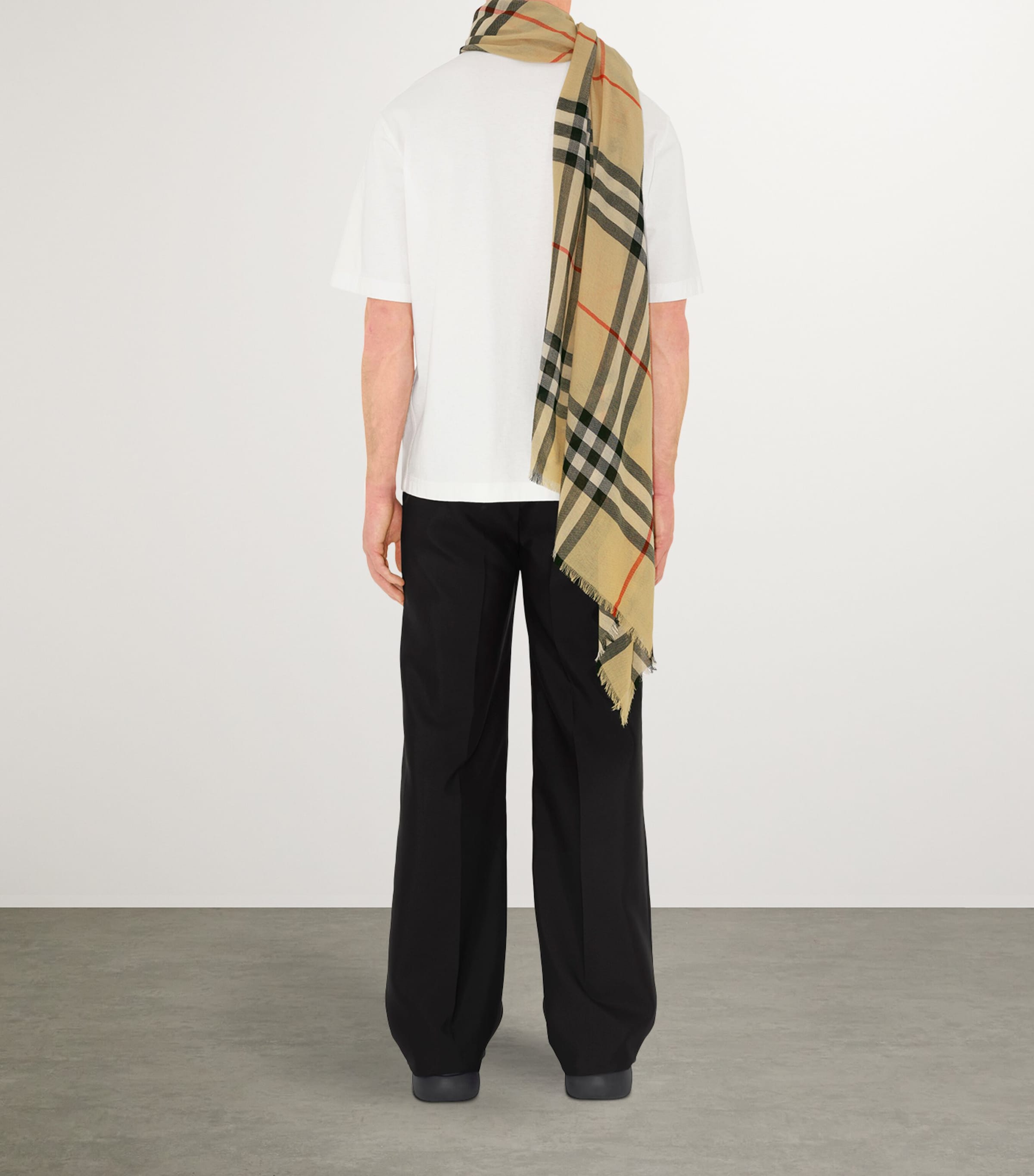 Wool Check Scarf SAND Image 4