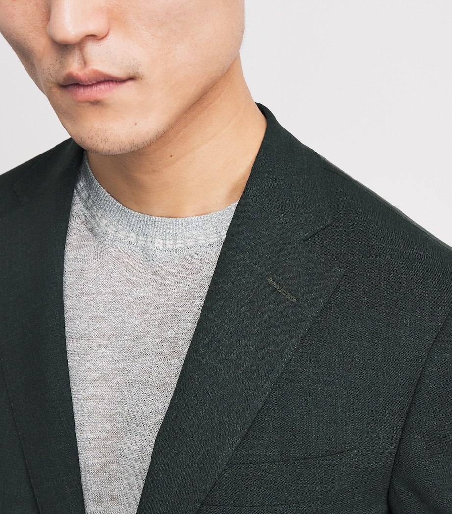 Corneliani Mens Virgin Wool-Silk-Linen Academy Soft 2-Piece Suit Green Coloured Image 3