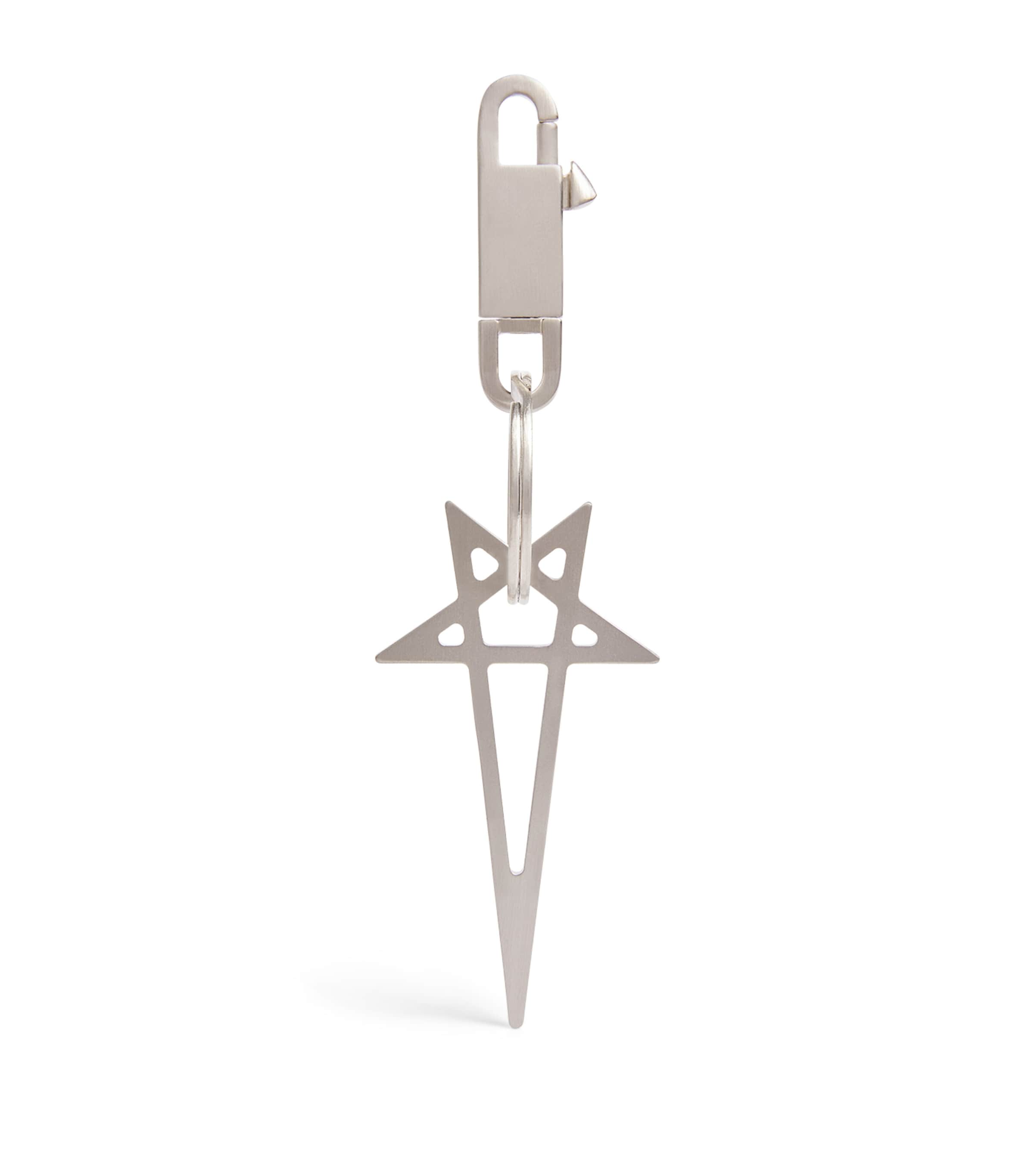 Rick Owens Pentagram Keyring In Silver