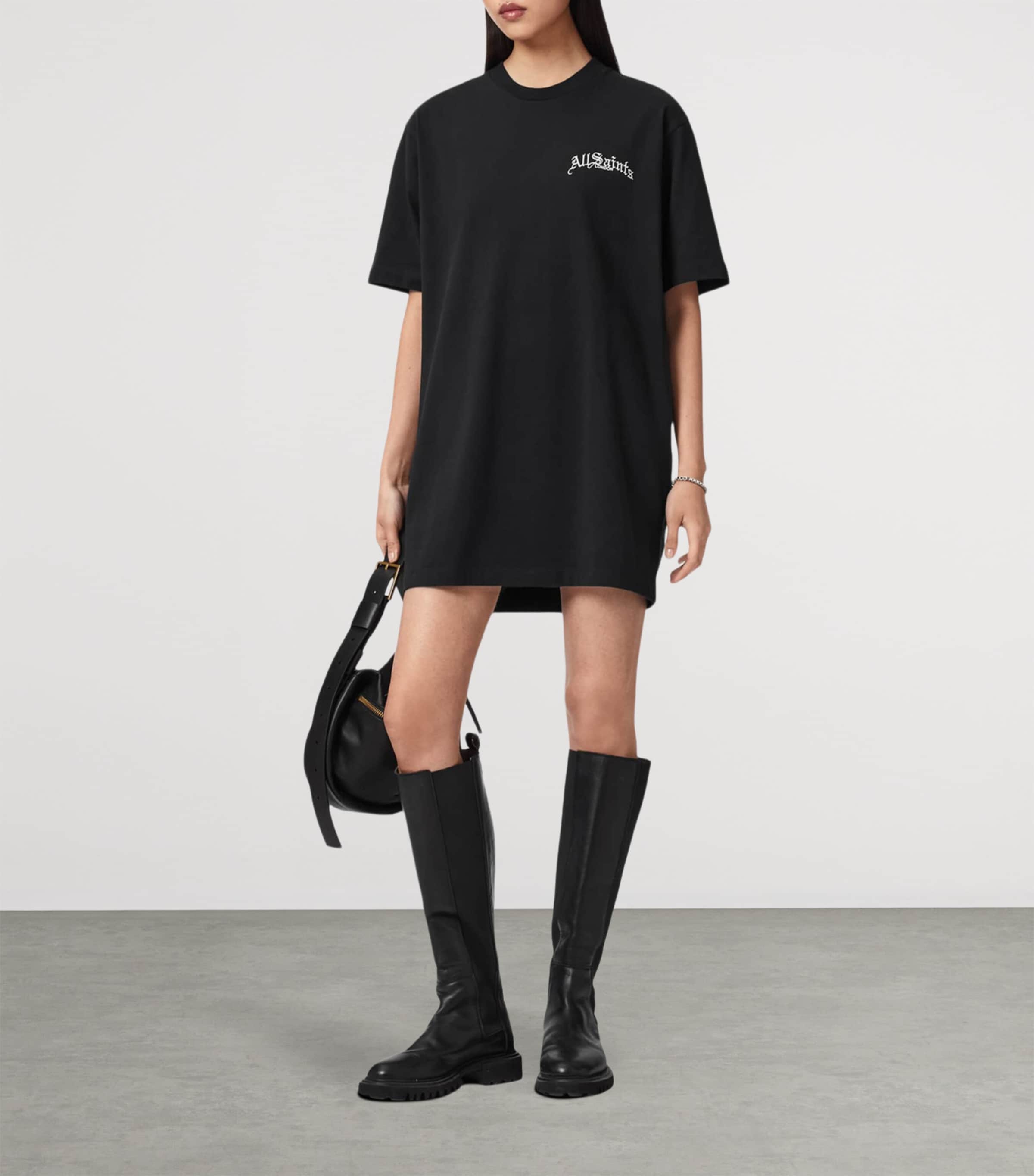 AllSaints Womens Organic Cotton Lisa Mini Dress Washed Black Image 6