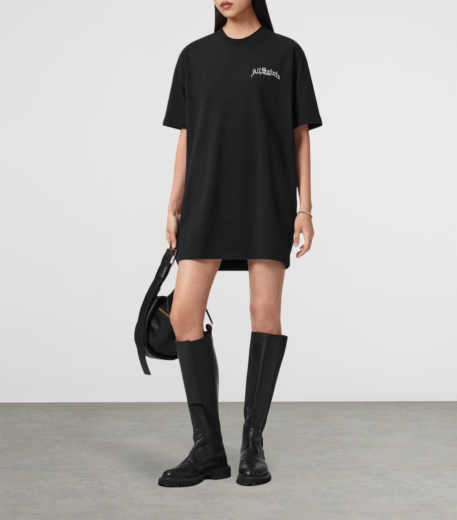 AllSaints Womens Organic Cotton Lisa Mini Dress Washed Black Image 6