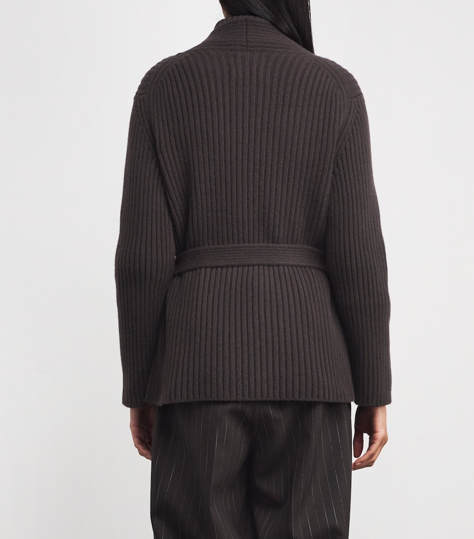 Cashmere Longline Cardigan DARK BROWN Image 4