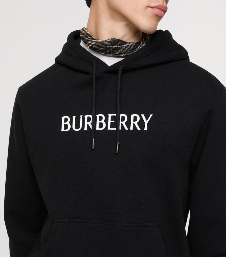 Cotton Logo Slim Hoodie BLACK Image 3