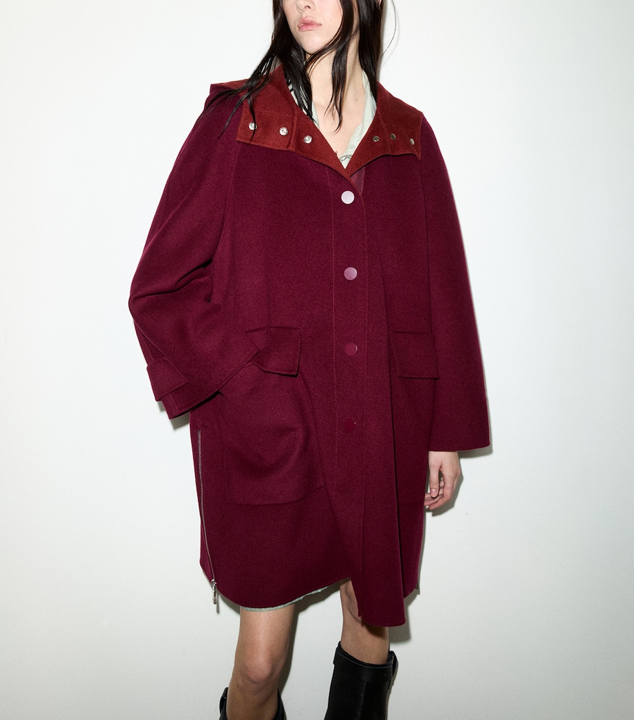 MAX&Co. Womens Wool Hooded Coat Bordeaux Image 2