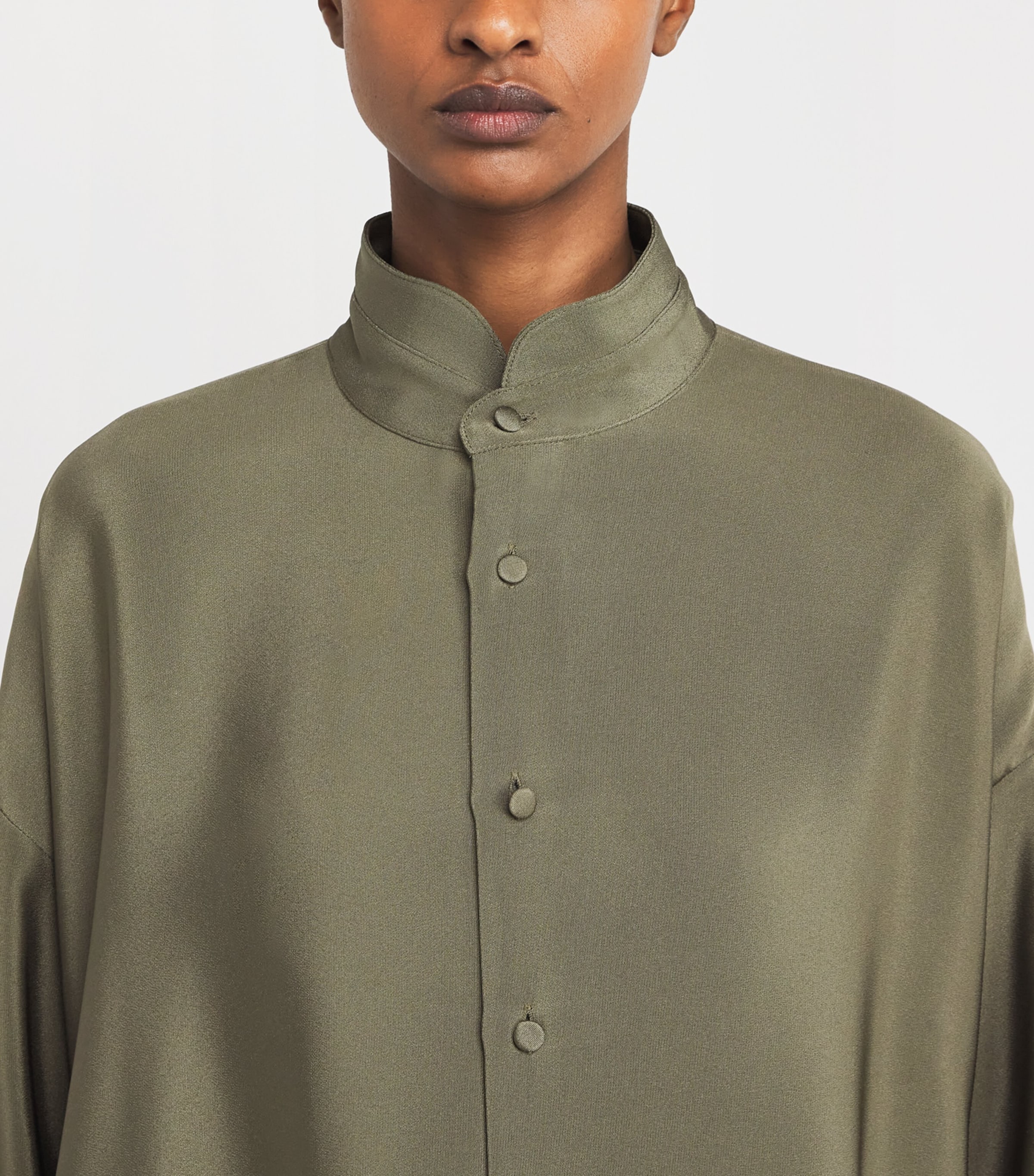 Silk Longline Shirt OLIVDARK Image 6