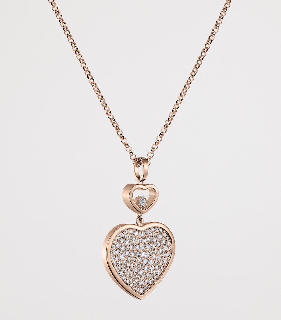 Rose Gold and Diamond Happy Hearts Pendant Necklace 18K ROSE GOLD Image 3