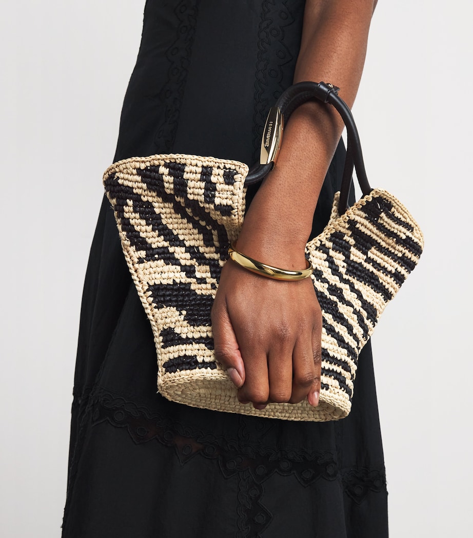 Small Raffia Zebra Tote Bag BLACK ZEBRA BLZE Image 5