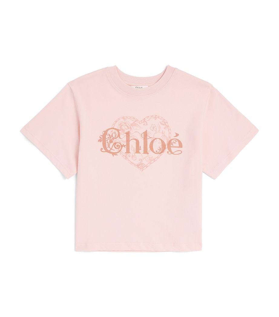Chloé Kids Cotton Print Logo T-Shirt (4-14 Years) Pink Image 1