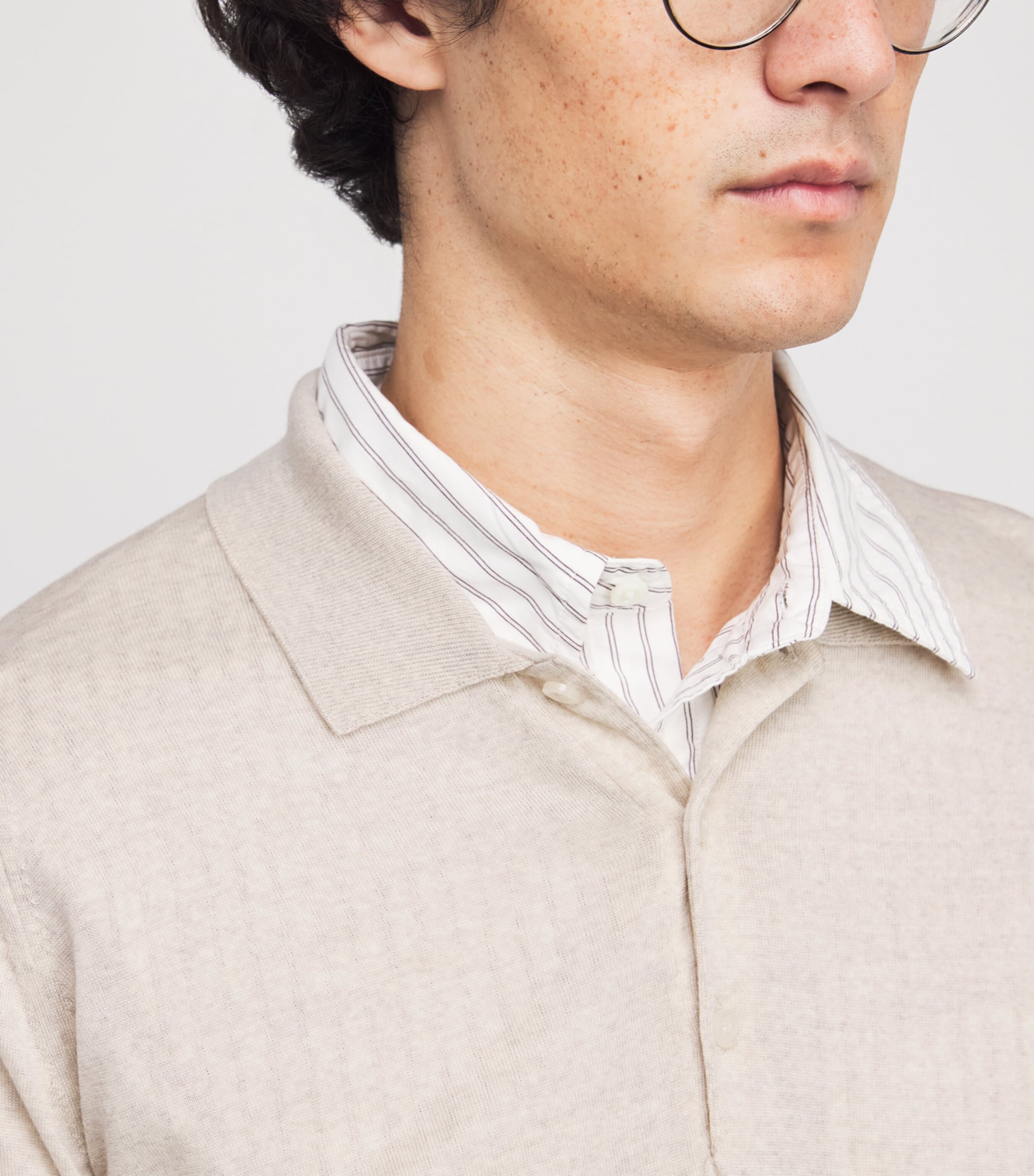 Merino Wool Belper Polo Shirt GREY FLEECE Image 6