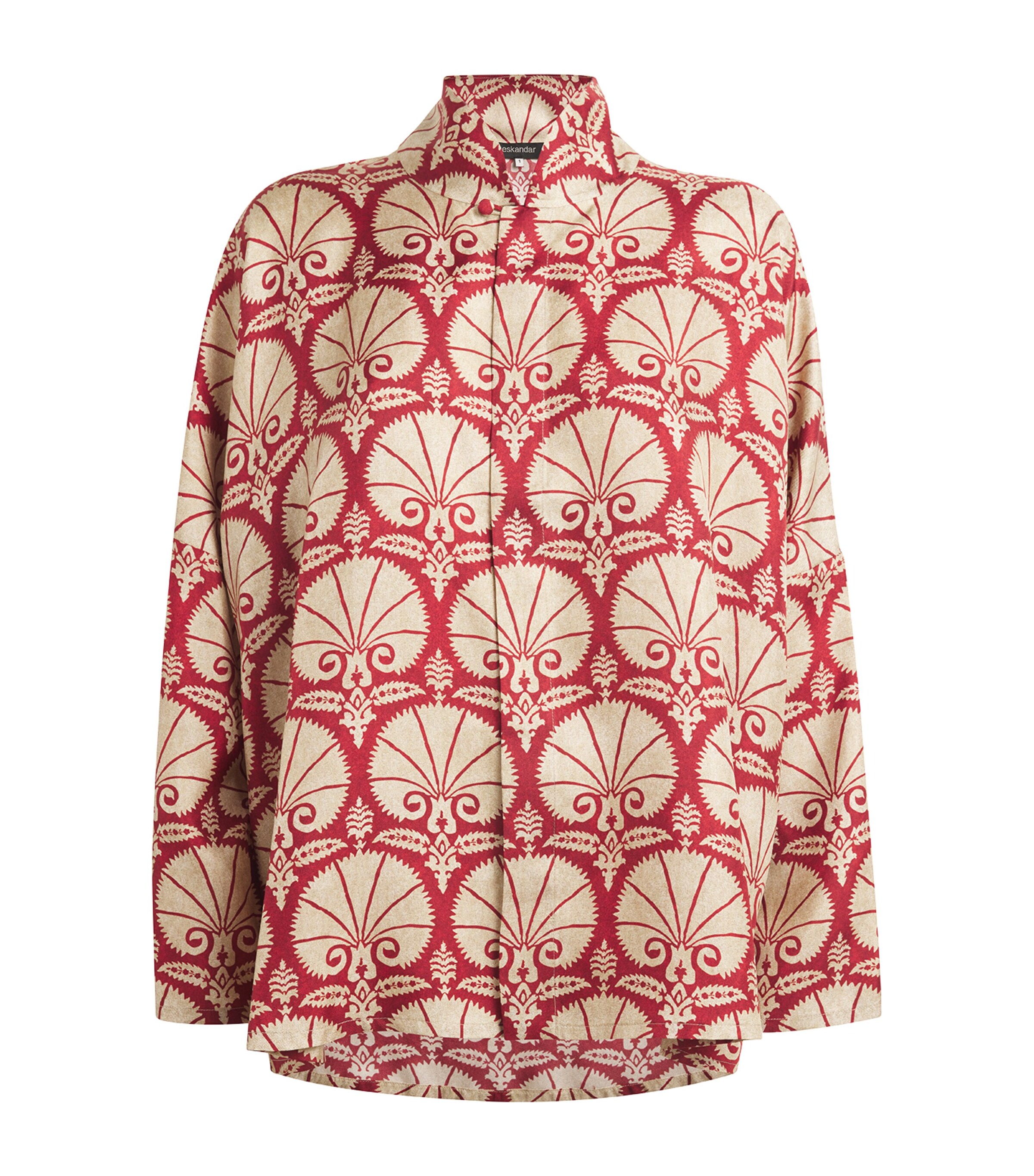Eskandar Chinese Imperial Shirt With Chinese Collar (mid Plus Length) In Red