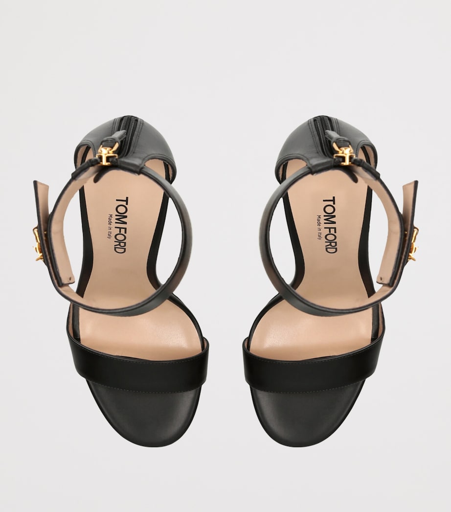 Leather Padlock Sandals 105 BLACK Image 4