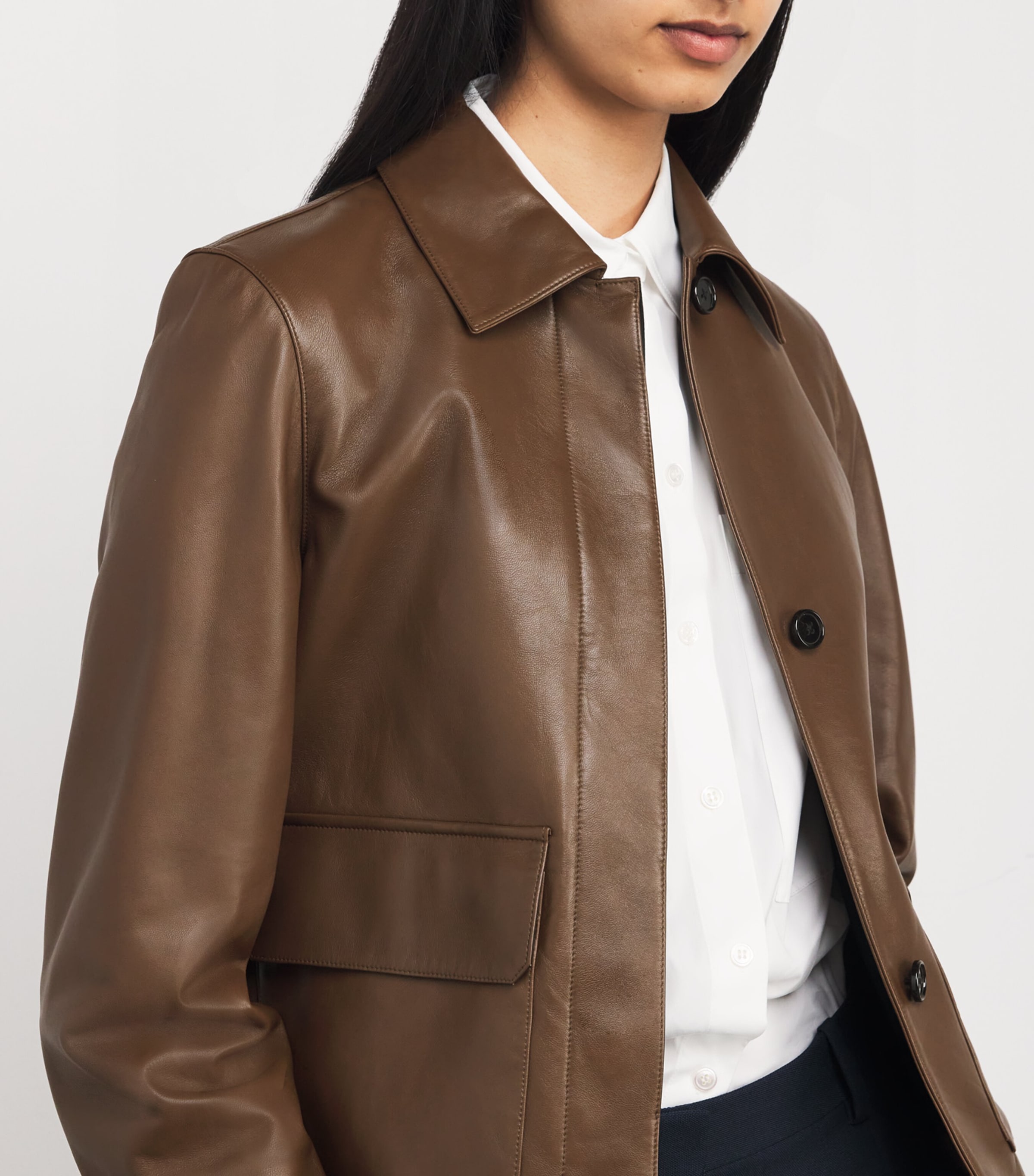 Theory Leather Boxy Jacket | Harrods US