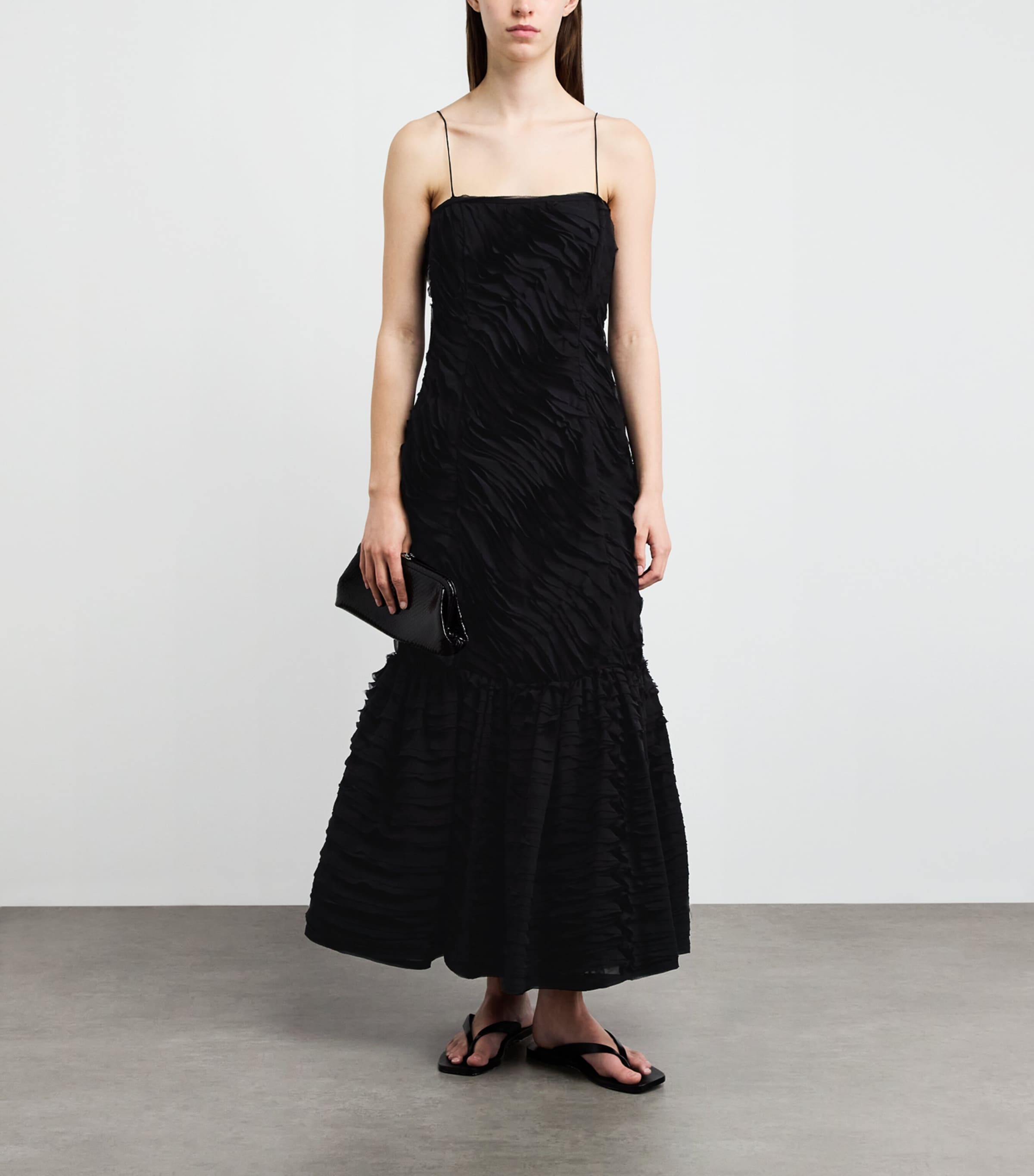 Ulla Johnson Womens Chiffon-Ribbon Augustina Maxi Dress Noir Image 2