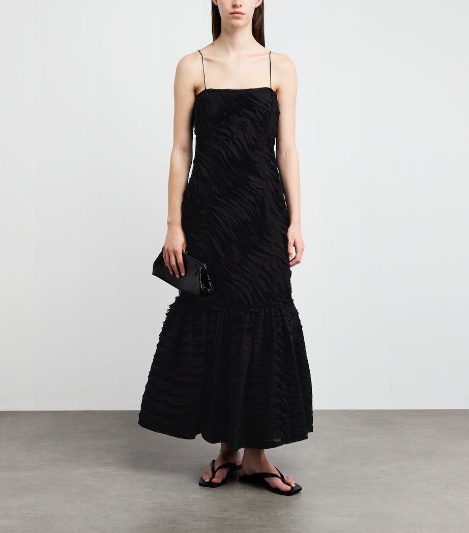 Ulla Johnson Womens Chiffon-Ribbon Augustina Maxi Dress Noir Image 2