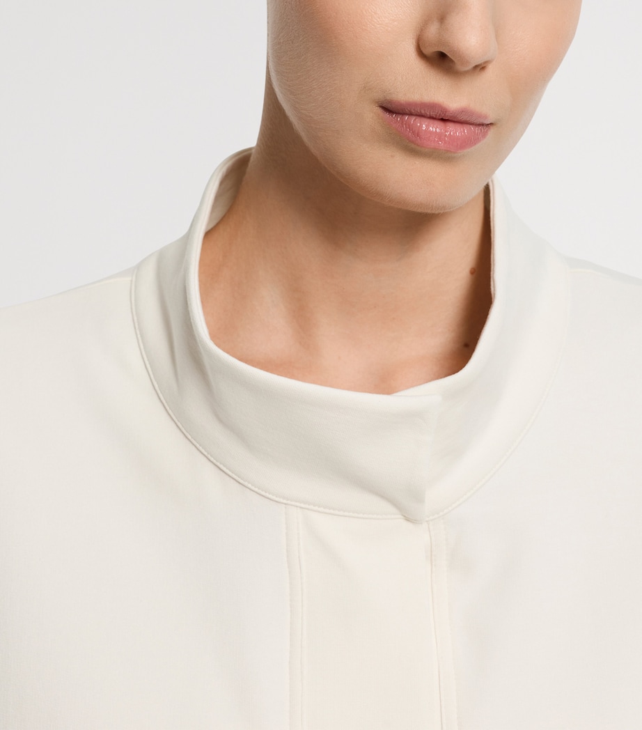 Hanro Womens Stretch-Cotton Easy Living Jacket Misty White Image 6