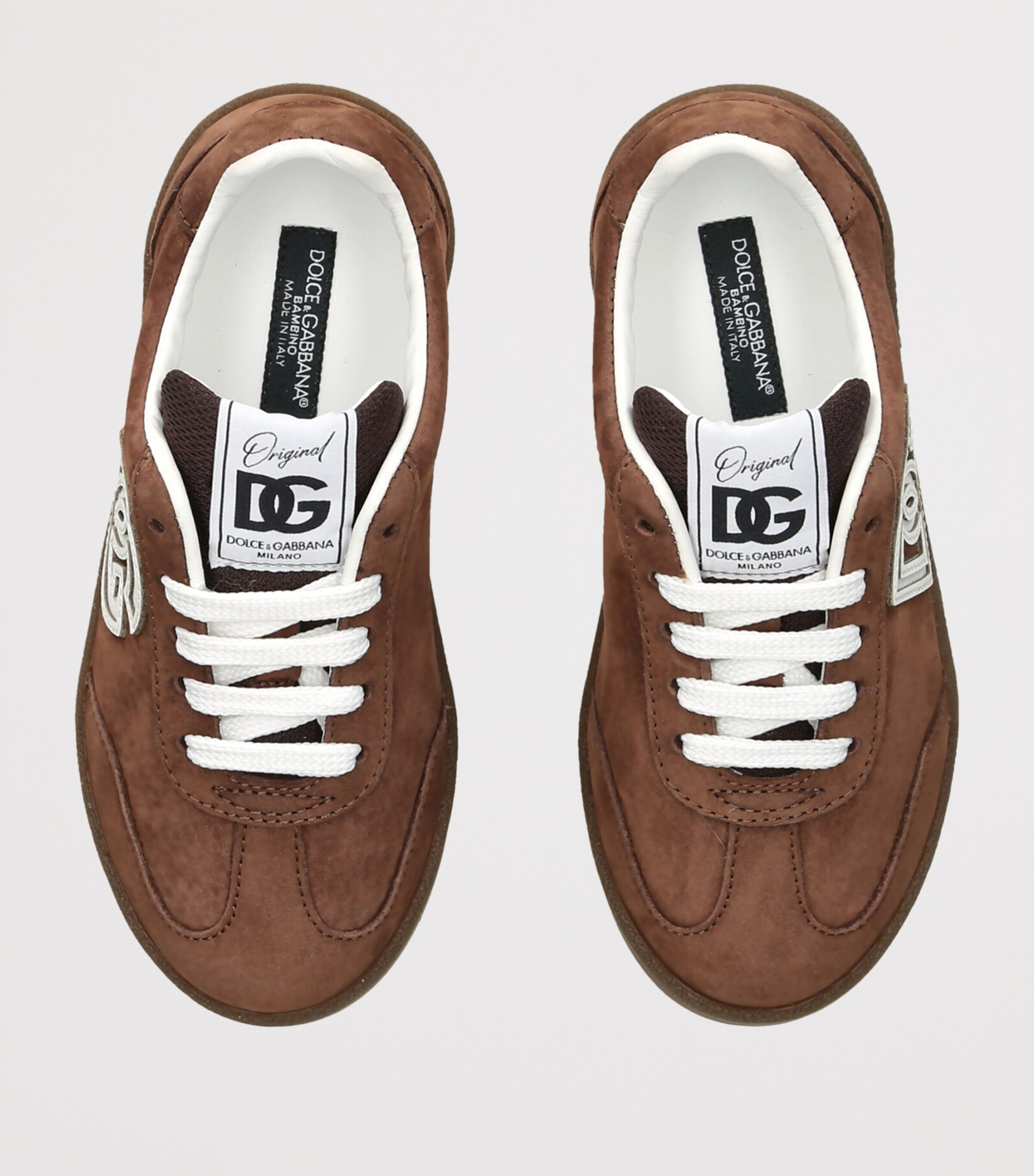 Dolce&Gabbana Kids Suede DG Sneakers Brown Image 3