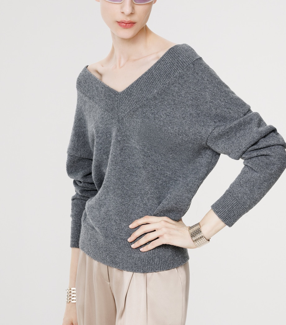 TOM FORD Womens Stretch-Cashmere V-Neck Sweater Tav Image 3