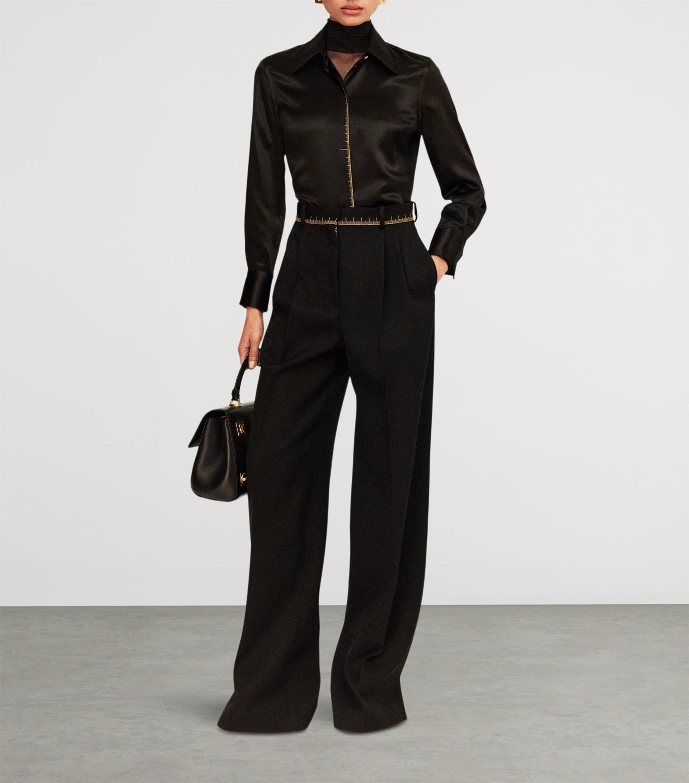 Silk Measuring Tape Shirt 999BLACK Image 3