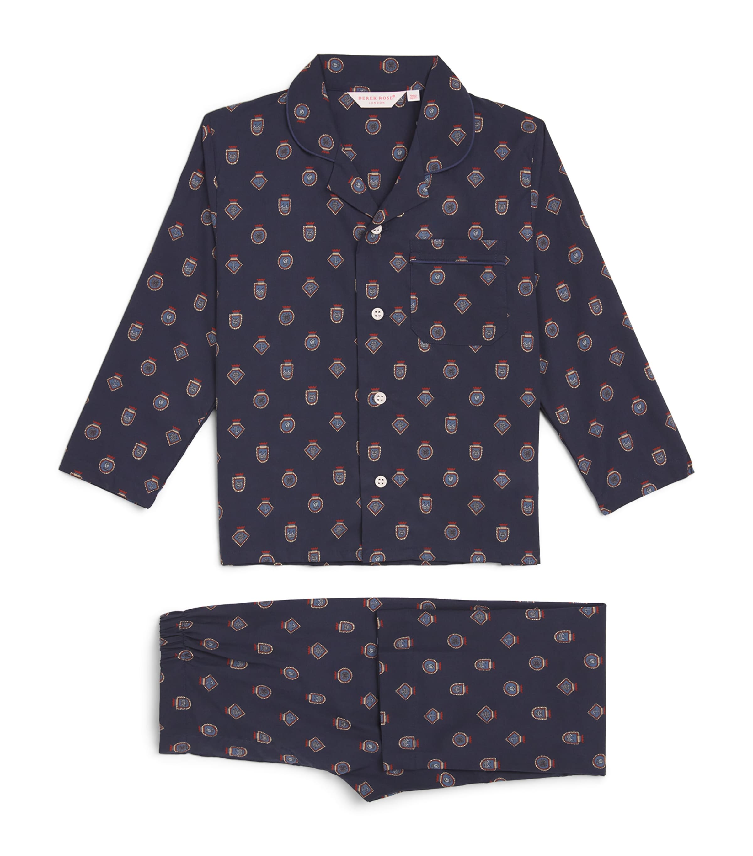 Derek Rose Patterned Ledbury Pyjamas In Navy