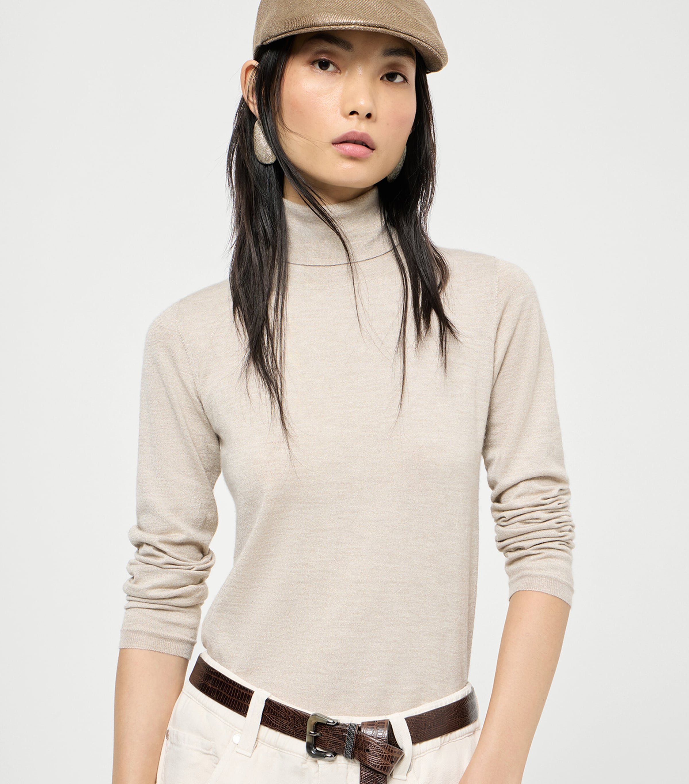 Brunello Cucinelli Womens Cashmere-Silk-Blend Rollneck Sweater Image 4