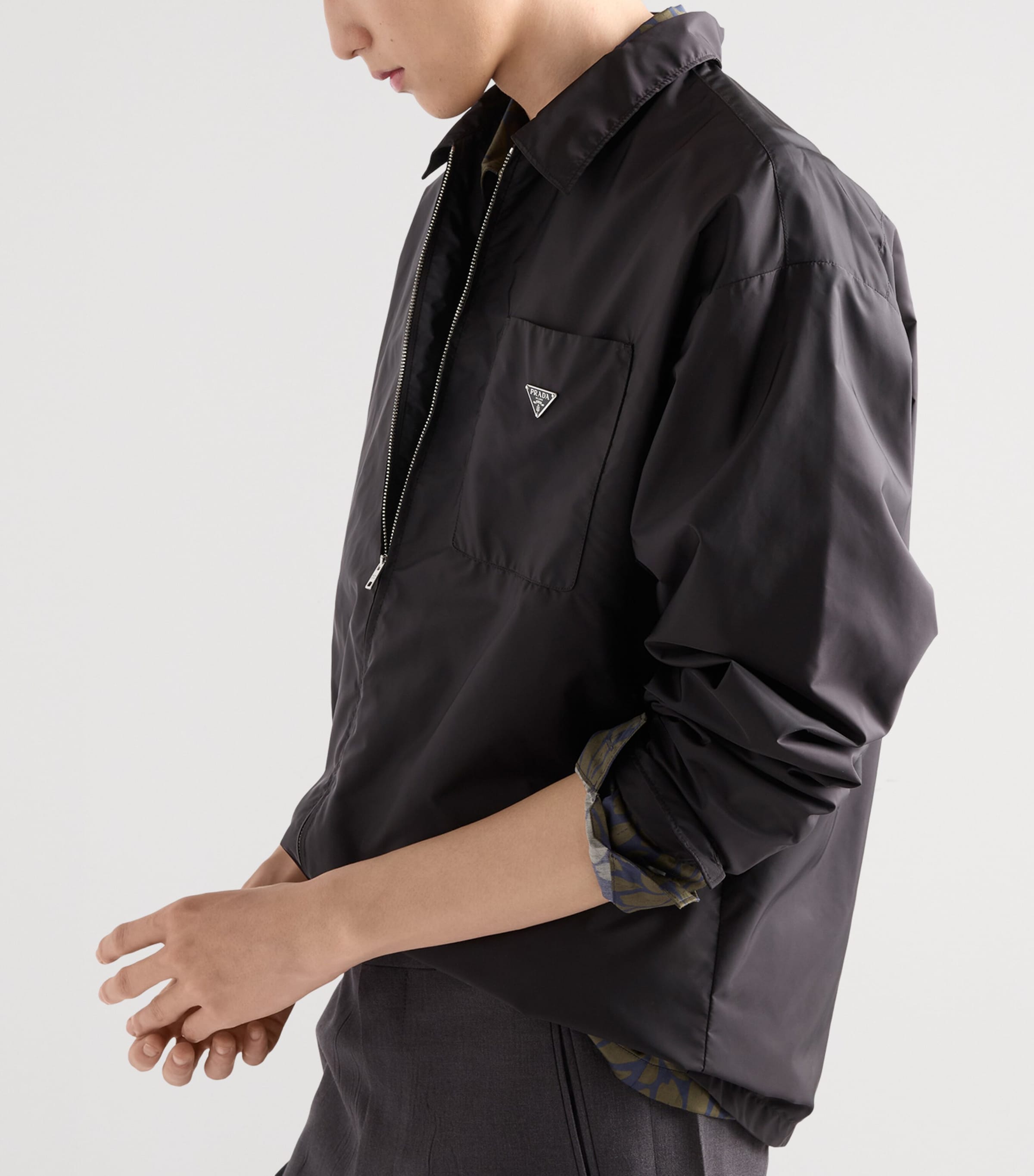 Prada Mens Re-Nylon Zipped Shirt Black Image 5
