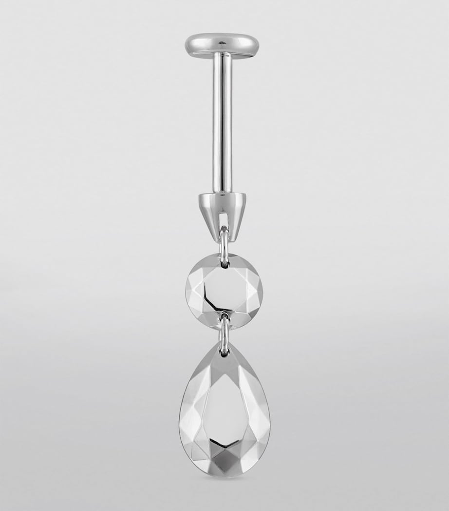 Double Faceted Gold Threaded Charm Stud Single Earring WHITE GOLD Image 2