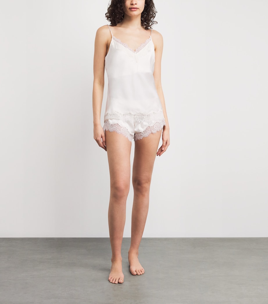 Harrods Womens Silk Camisole and Shorts Set Ivory Image 2