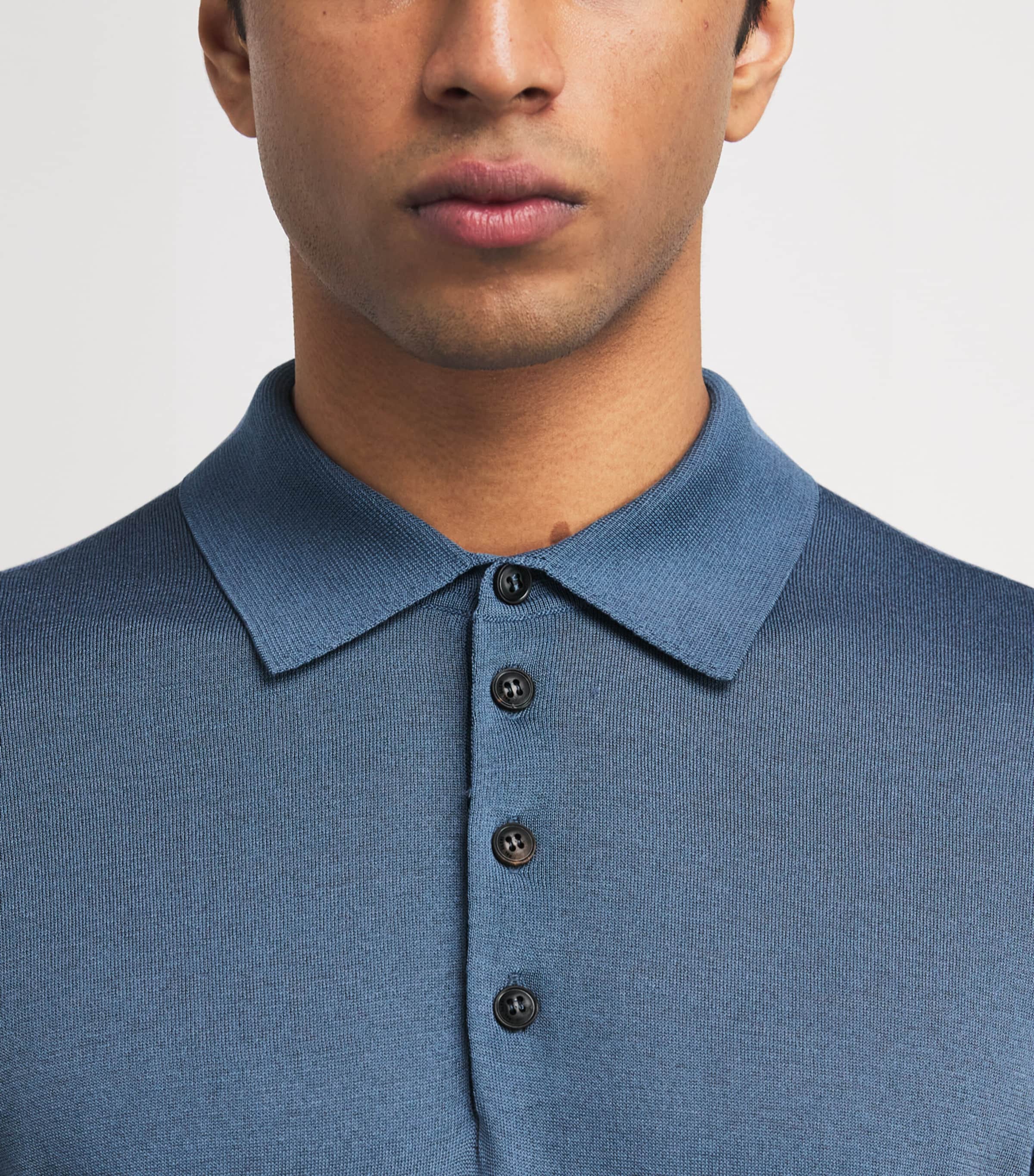 Silk-Cotton Polo Shirt 06 LIGHT BLUE Image 6