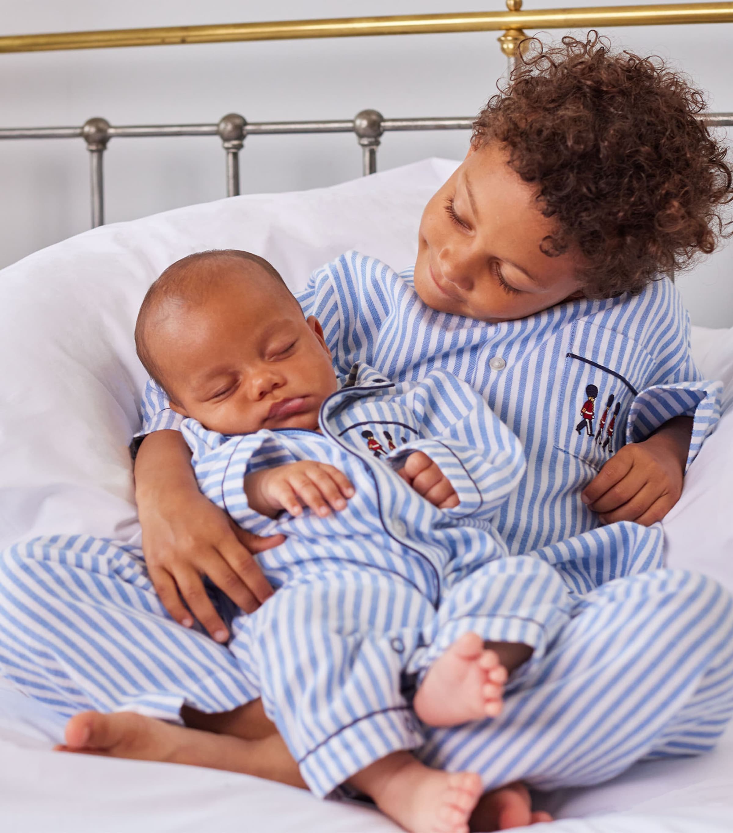 Cotton Striped Felix Playsuit (0-9 Months) BLUE STRIPE/SOLDIER Image 3