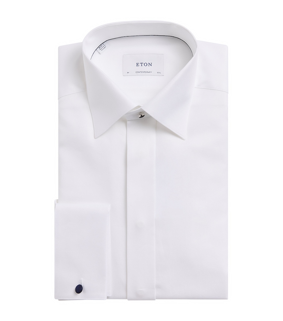 Eton Mens Cotton Hidden Placket Contemporary-Fit Shirt White Image 1