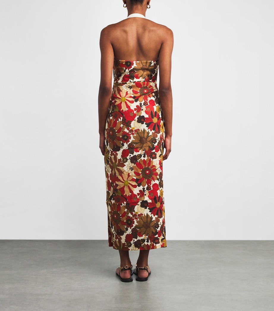 Linen Floral Midi Dress FLORA ROSSO Image 3