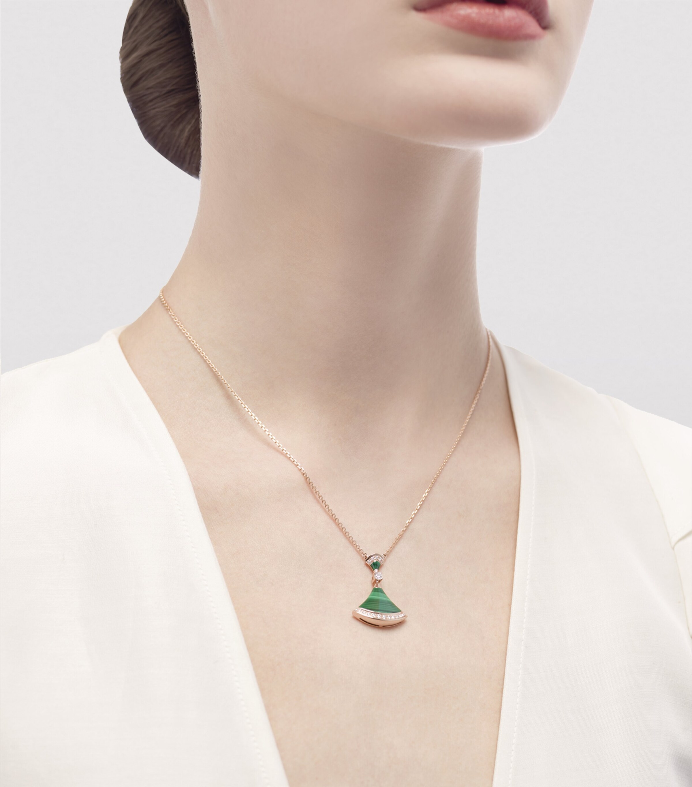 Rose Gold, Malachite And Diamond Divas' Dream Necklace PINK GOLD Image 2
